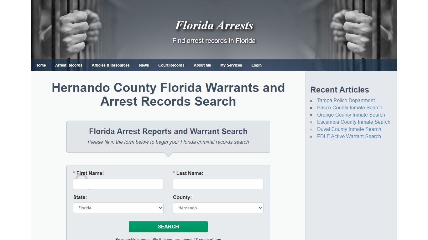 Hernando County Florida Warrants and Arrest Records Search